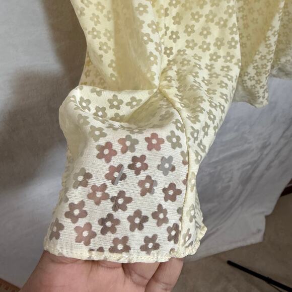 Urban Outfitters Large Riley Babydoll Mini Dress Sheer Ivory Floral Summer Girly - Picture 4 of 14